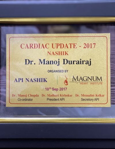 Cardiac update by Dr. Manoj Durairaj at Nashik in 2017