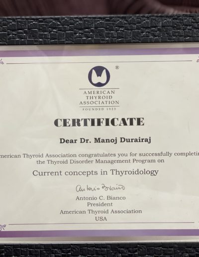 Certificate from AMERICAN THYROID ASSOCIATION