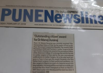 Outstanding Citizen Award to Dr. Manoj Durairaj